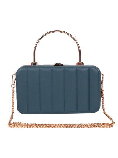 Steel-blue coloured structured bag. - Odette