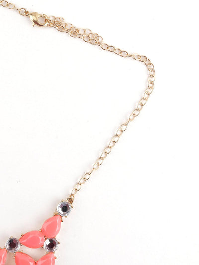 Strawberry Pink-Peach Studded Necklace - Odette