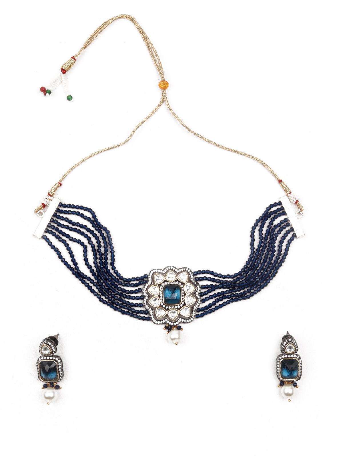 Striking Navy Blue Choker - Odette