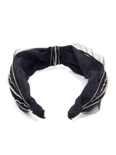 Studded black net hairband - Odette