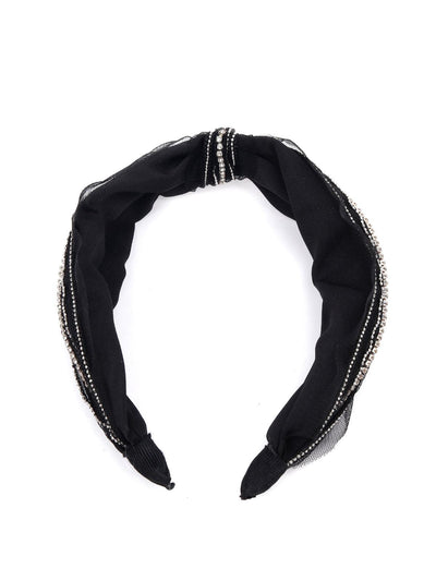 Studded black net hairband - Odette