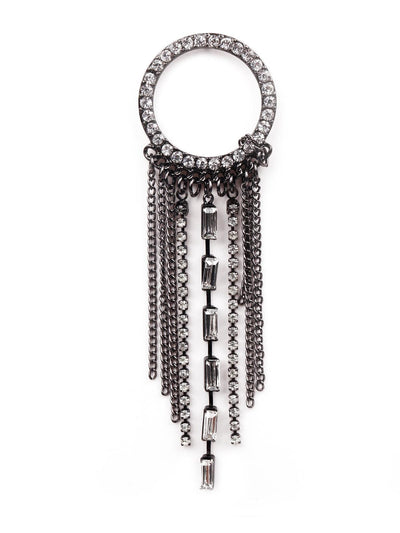 Studded rounded tassel drop earrings-Silver - Odette