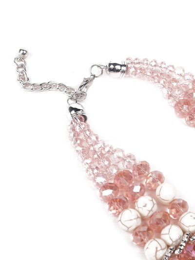 Stunning artificial peach beaded layered necklace - Odette