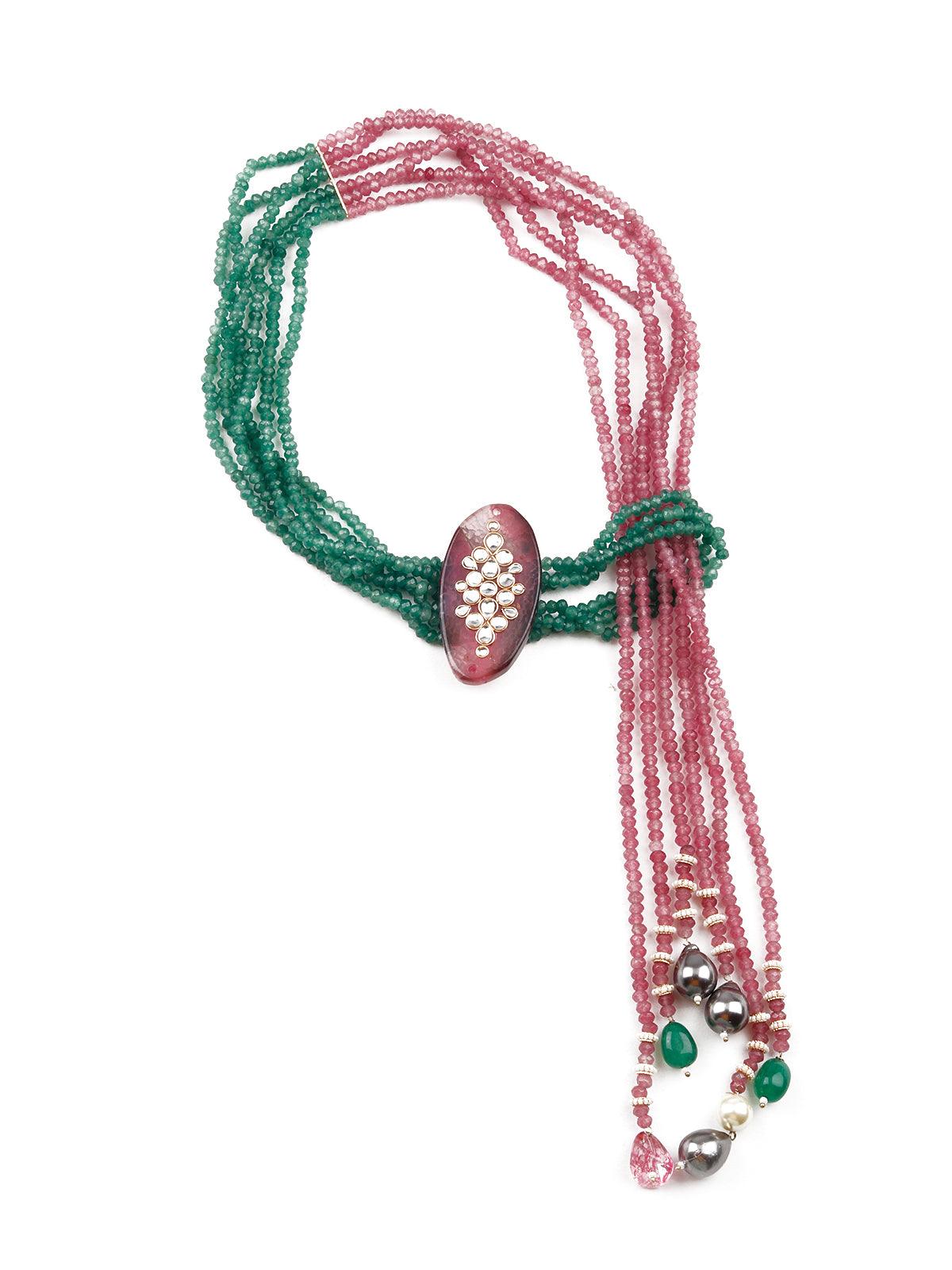 Stunning beaded statement multicoloured necklace - Odette