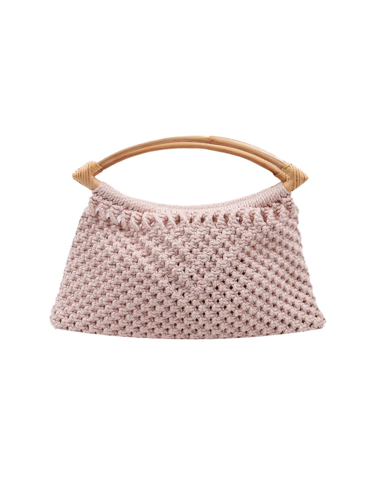 Stunning crochet baby pink handle bag - Odette