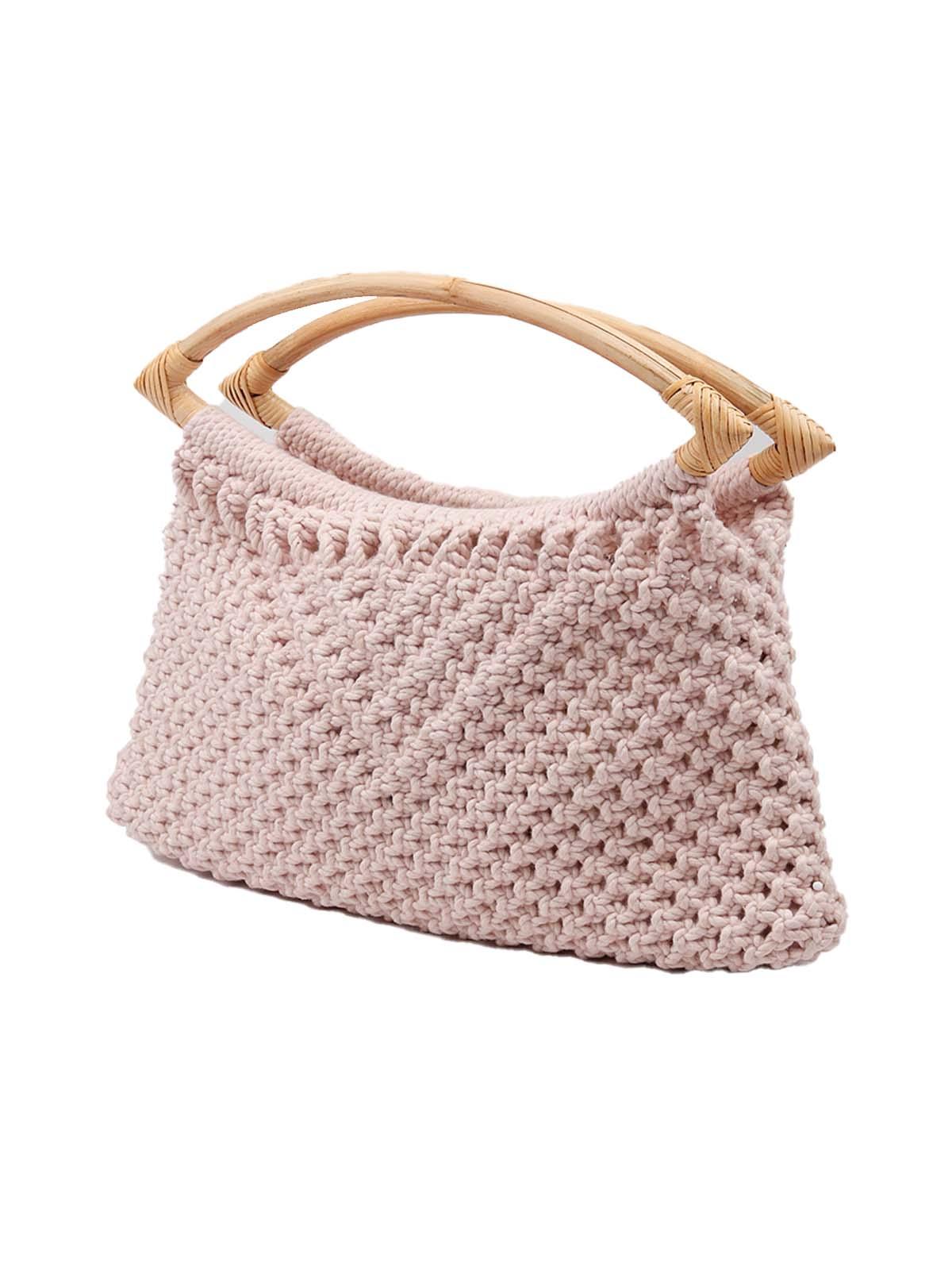 Stunning crochet baby pink handle bag - Odette