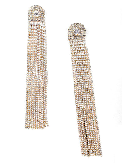 Stunning crystal drop gold-tone tassel earrings - Odette