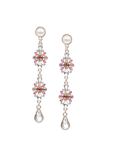 Stunning crystal drop pink earrings - Odette