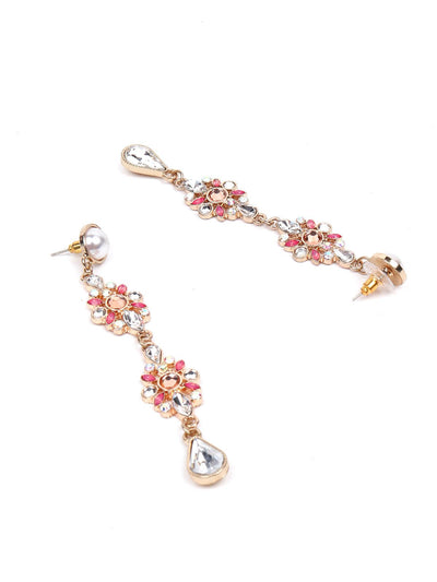 Stunning crystal drop pink earrings - Odette