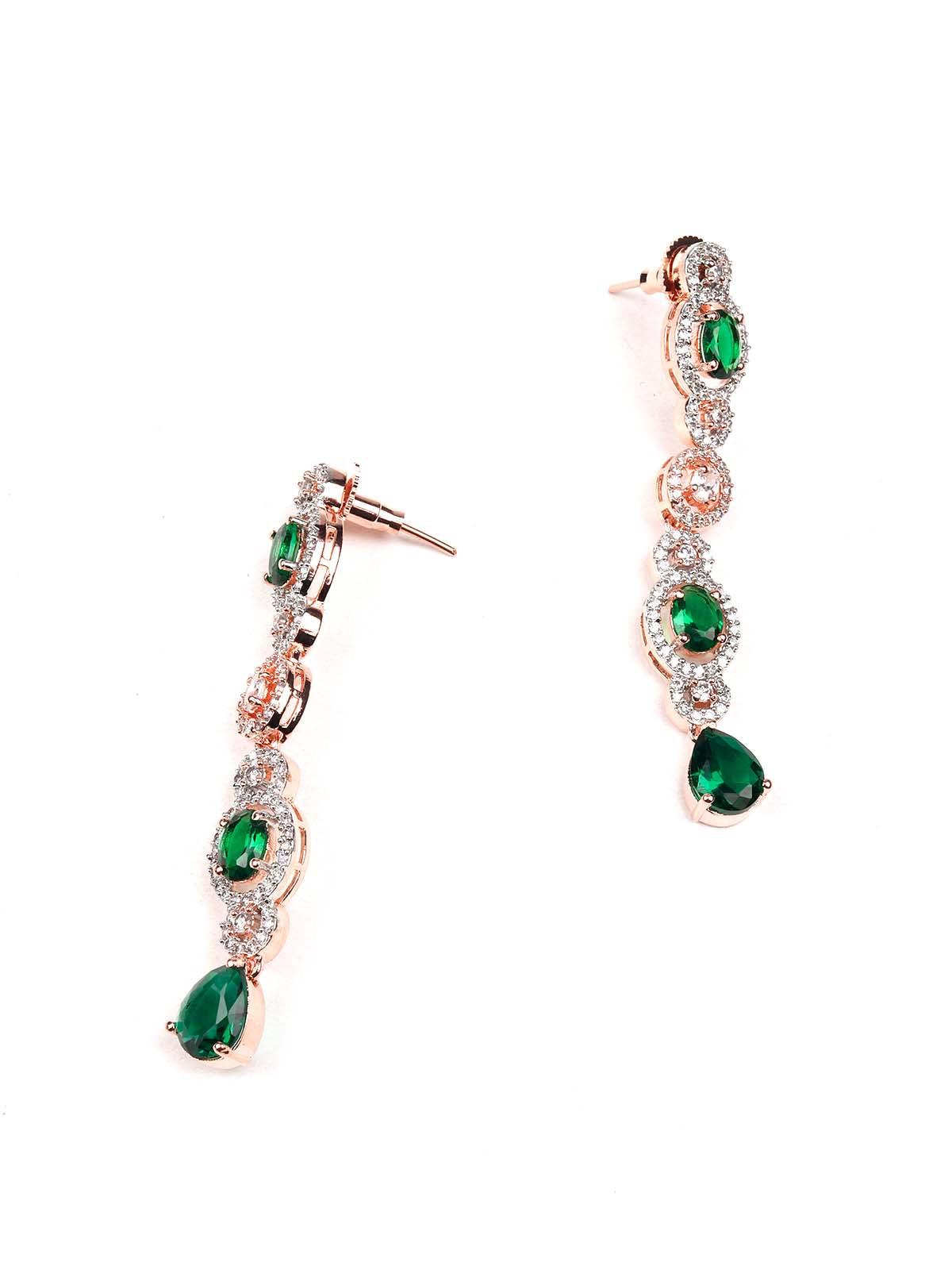 Stunning embellished green princess necklace set - Odette