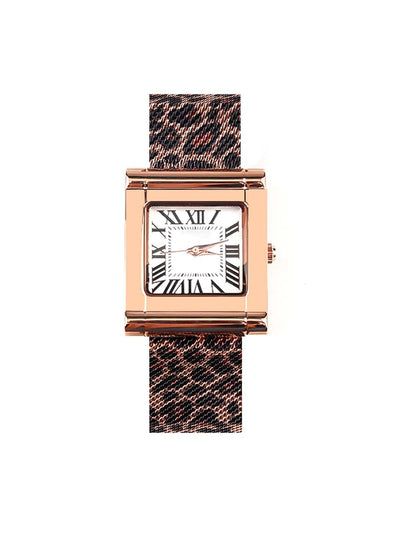 Stunning gold tone animal print embellished wristwatch - Odette