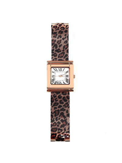 Stunning gold tone animal print embellished wristwatch - Odette