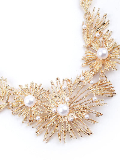 Stunning gold tone sparkly necklace set for women - Odette