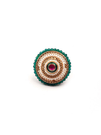 Stunning green embellished ring - Odette