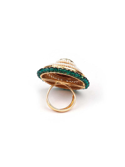 Stunning green embellished ring - Odette