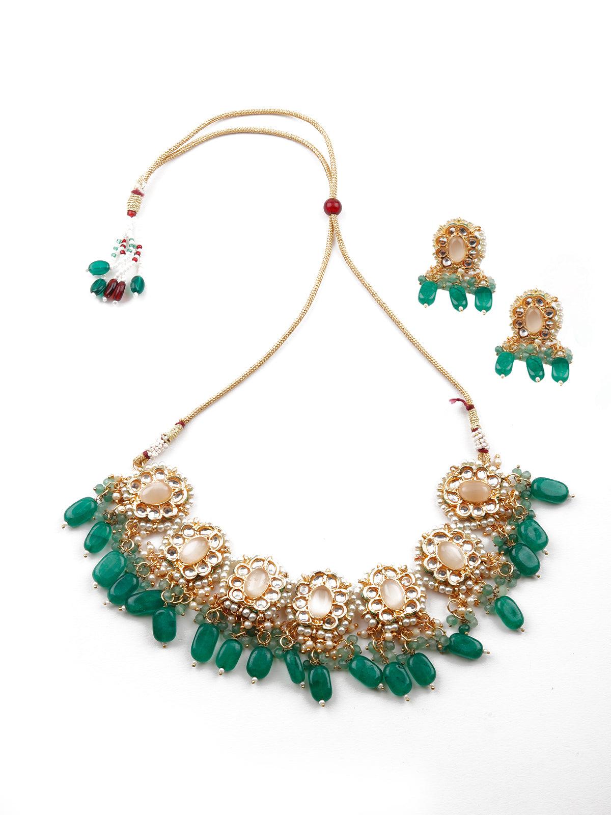 Stunning green kundan necklace - Odette