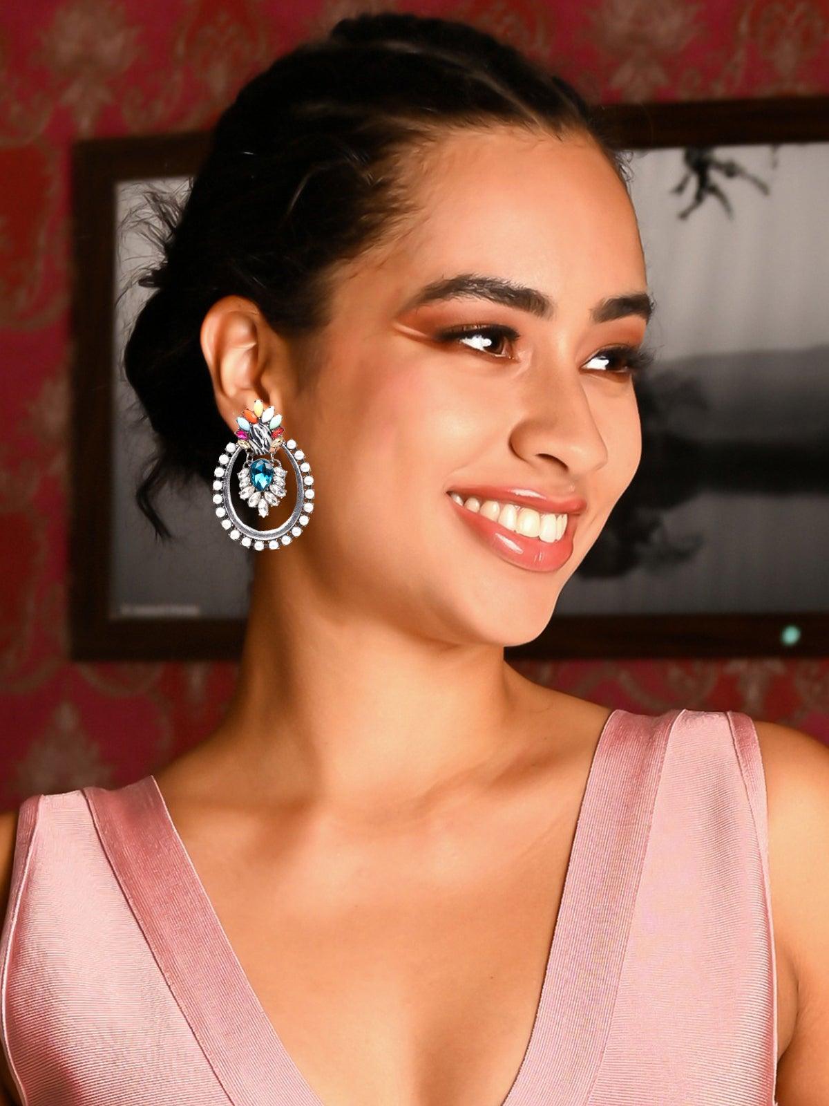 Stunning multicoloured rounded pearl earrings - Odette
