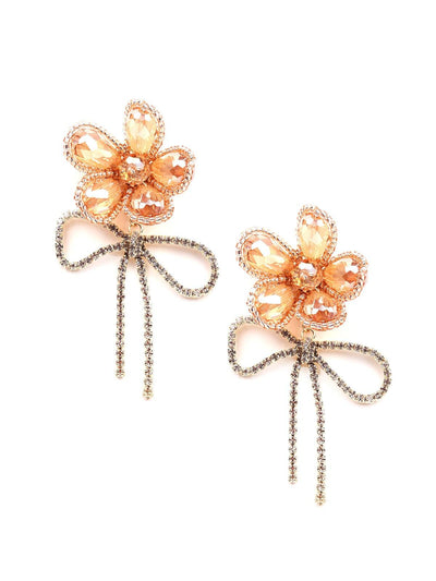 Stunning orange floral embellished earrings - Odette