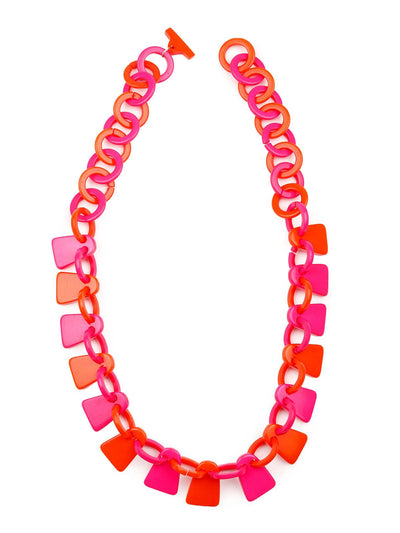 Stunning pink and orange shaded statement necklace - Odette