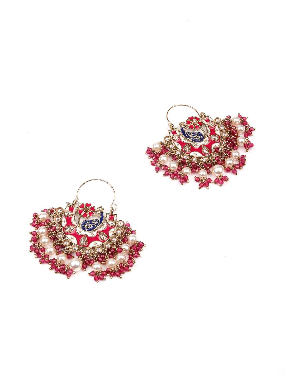 Stunning red beaded statement drop earrings - Odette