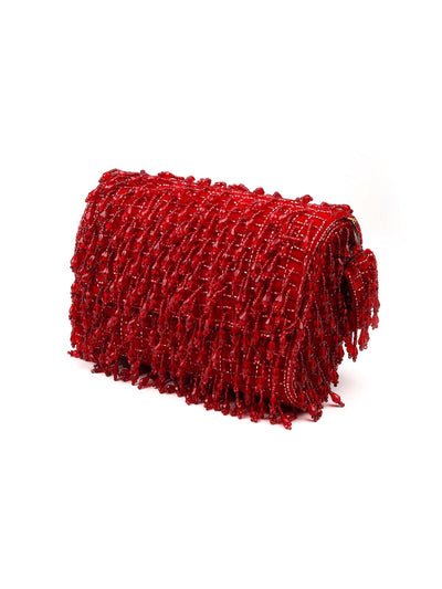 Stunning red embellished sling bag - Odette