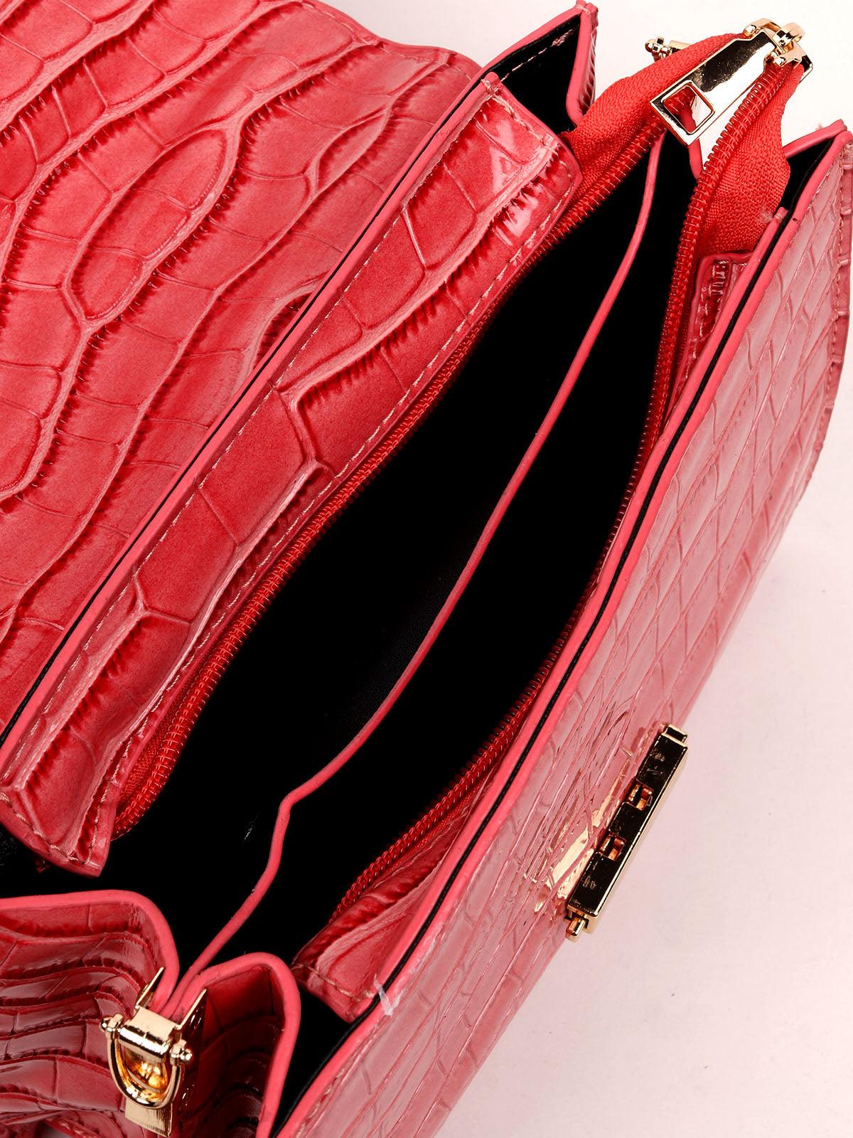 Stunning red textured sling bag embellished with a scarf - Odette