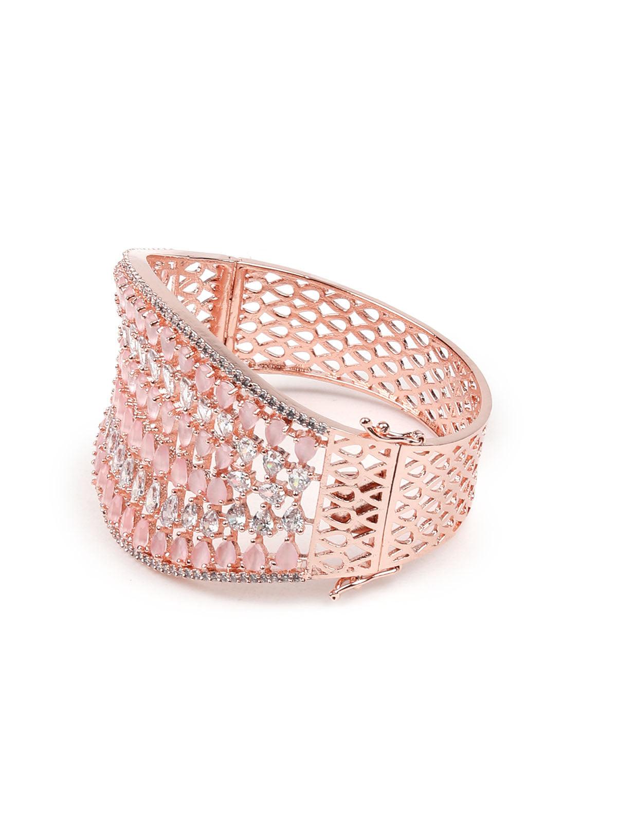 Stunning rose gold broad embellished bracelet - Odette