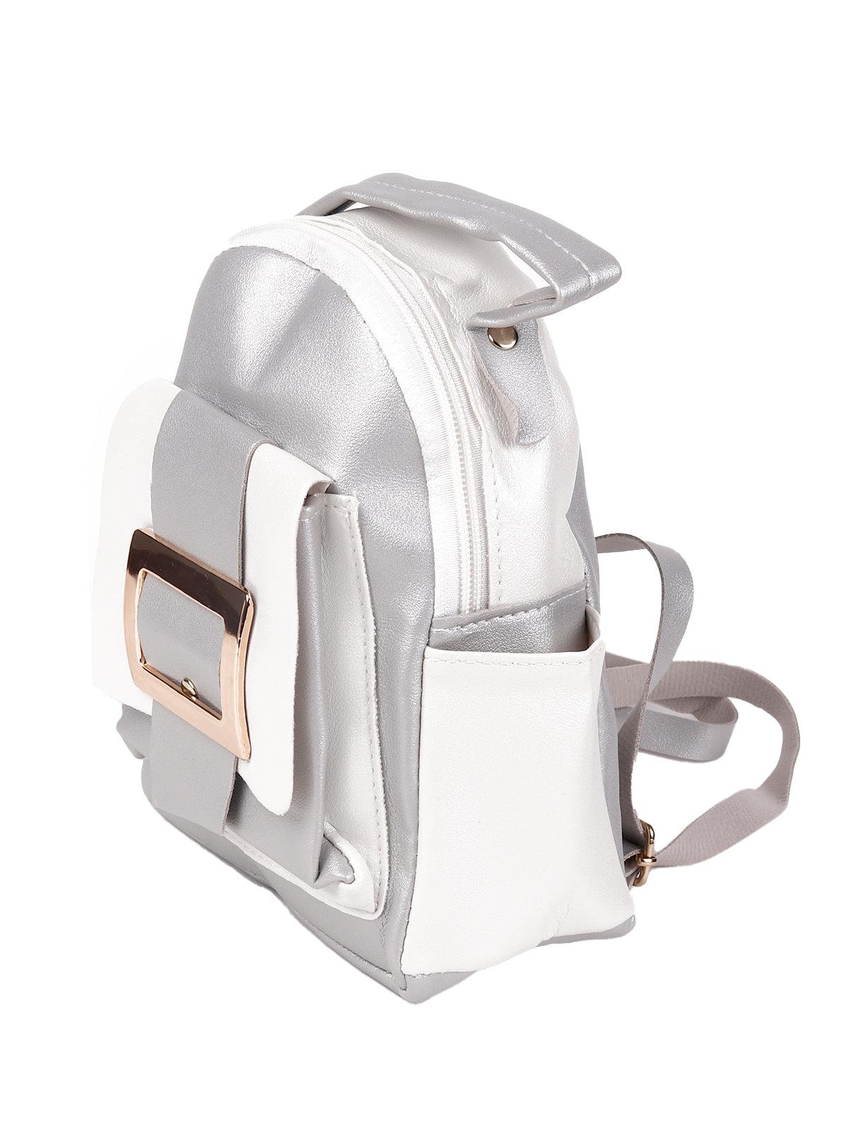 Stunning silver and white bagpack - Odette