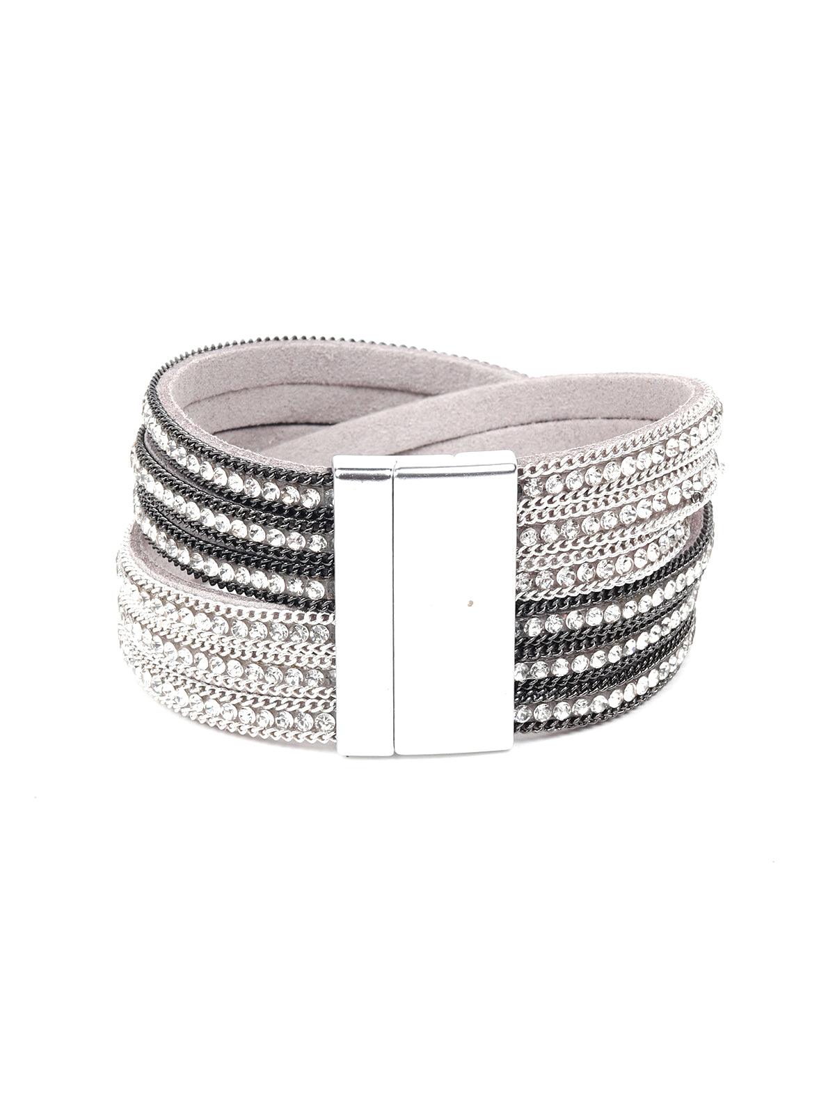 Stunning Silver Twisted Statement Band Bracelet - Odette