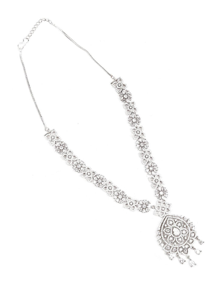 Buy Stunning studded silver necklace set for women – Odette