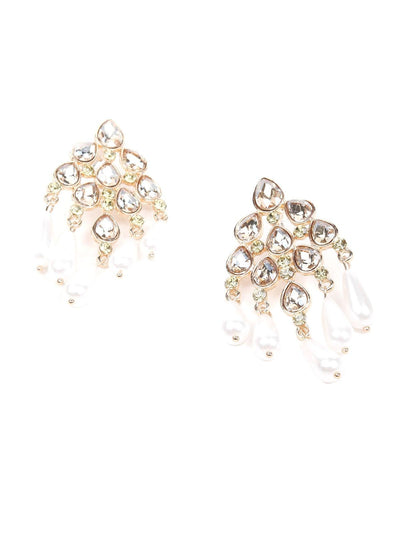 Stunning white bead drop earrings - Odette