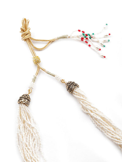 Stunning white beaded statement necklace set - Odette