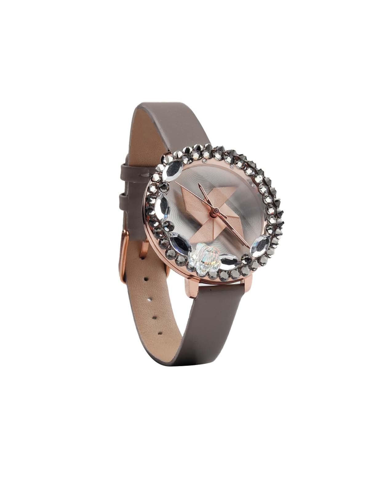 Stylish embellished rounded wristwatch for women - Odette