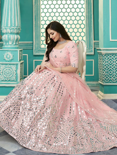 Stylish Pink Georgette Lehenga Set - Odette