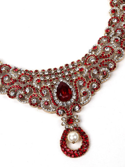 Stylish Red Stone Necklace - Odette