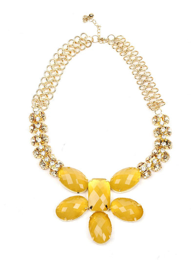 Sunshine yellow embellished necklace - Odette