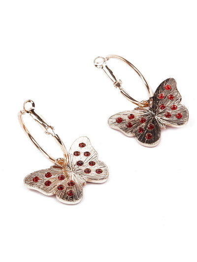 Super cute deep red shimmering butterfly earrings - Odette