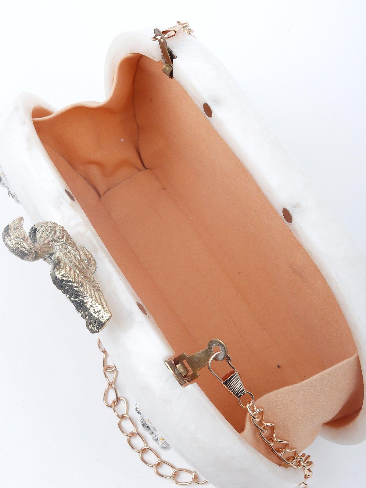 Swan clasp white crystal sling bag - Odette