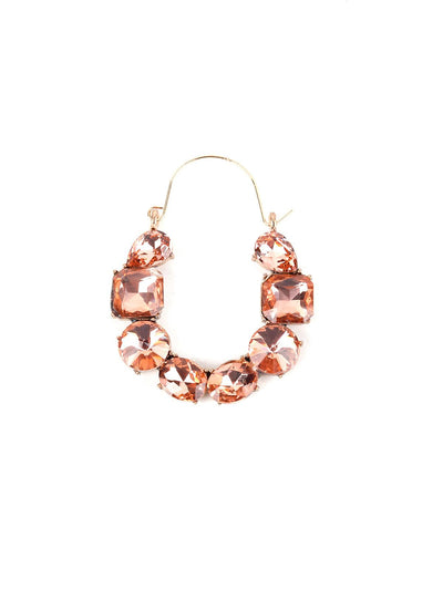 Swara Salmon Pink Crystal Closed Hoop Earrings - Odette