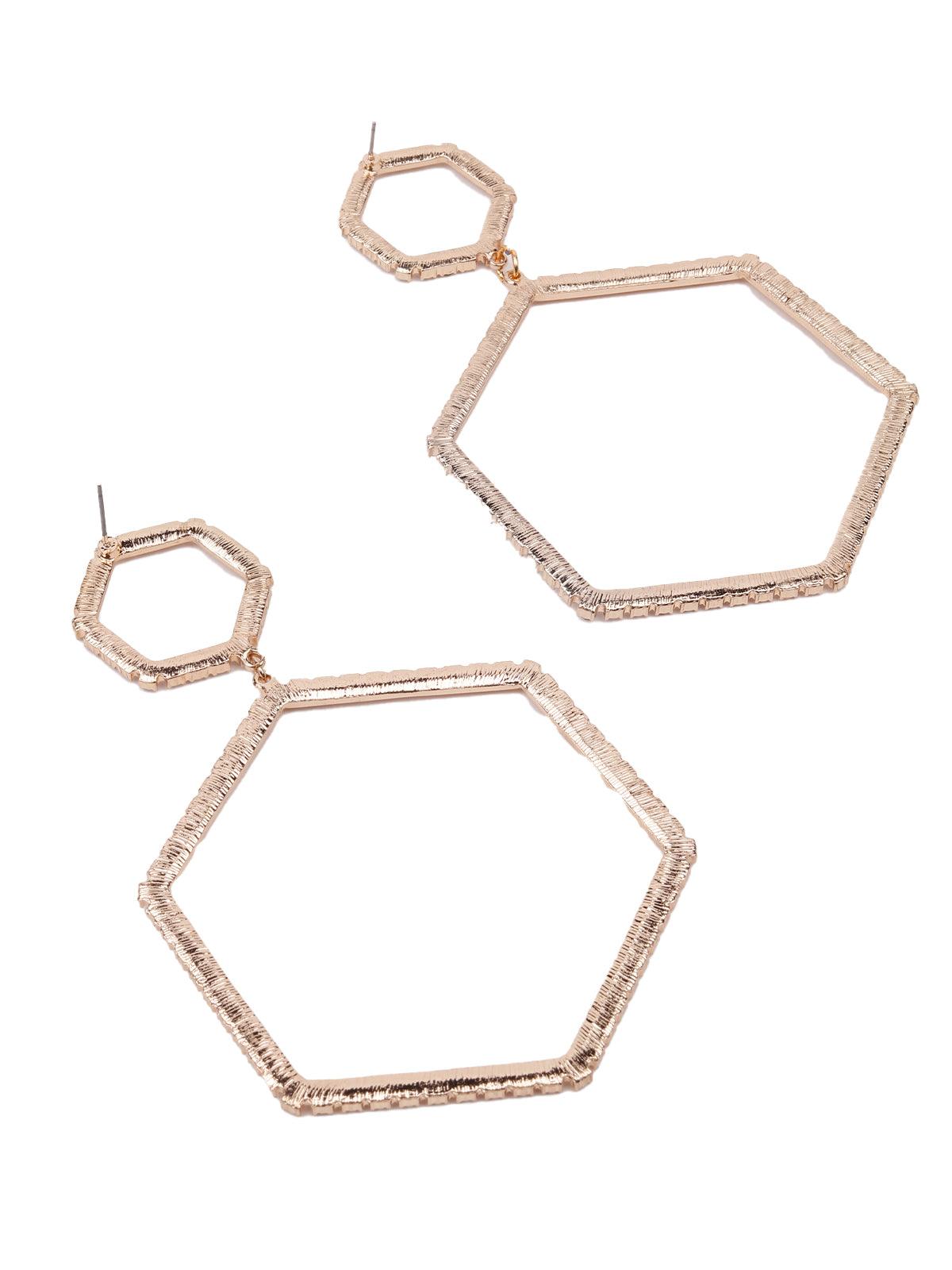 Symmetric shaped studded earrings- Gold - Odette