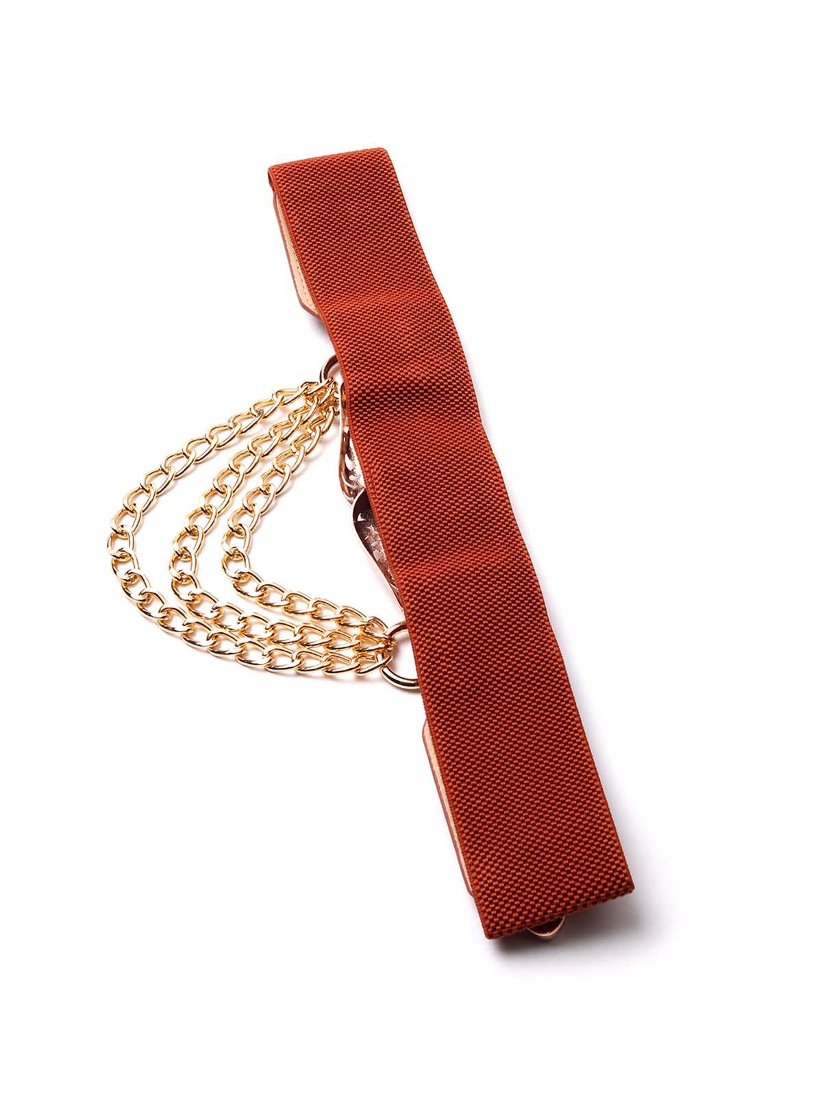 Tan belt adorned with a golden chain - Odette