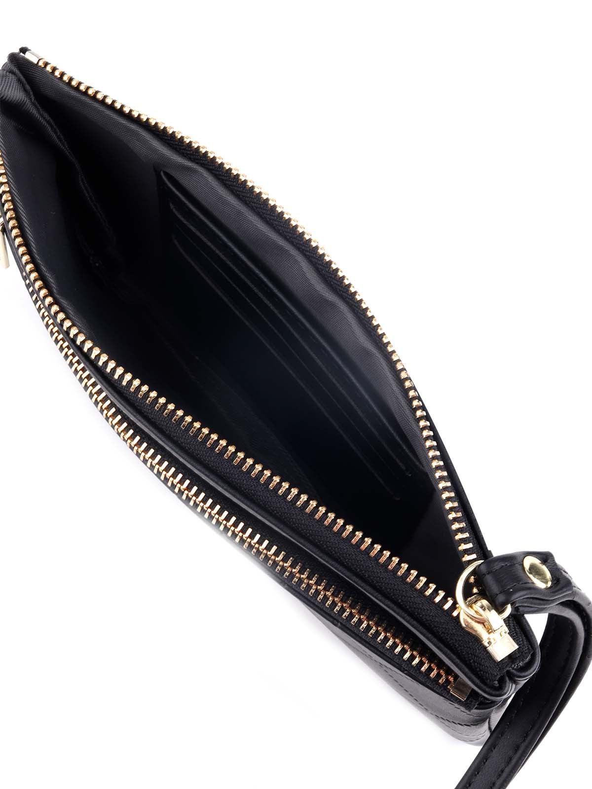 Textured black pouch for women - Odette