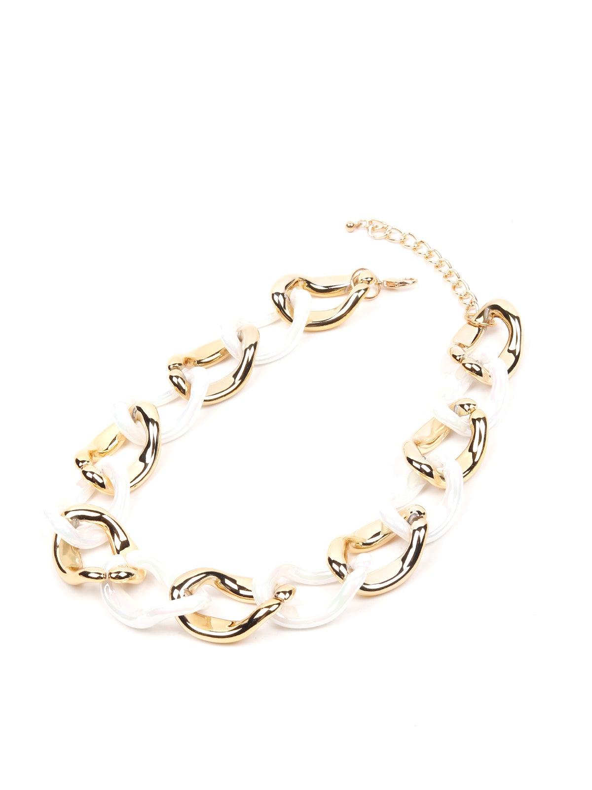 The Classic White And Gold Chunky Chain - Odette