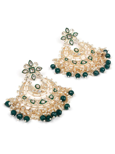 The Gorgeous White and Green Chandbali Earrings - Odette