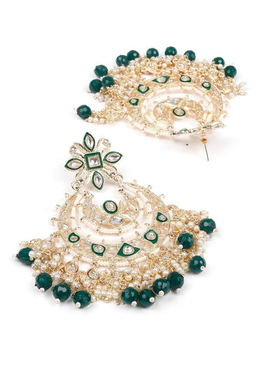 The Gorgeous White and Green Chandbali Earrings - Odette