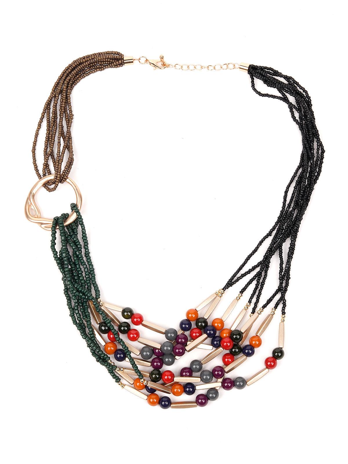 The Multi-Coloured Layered Statement Necklace For Women - Odette