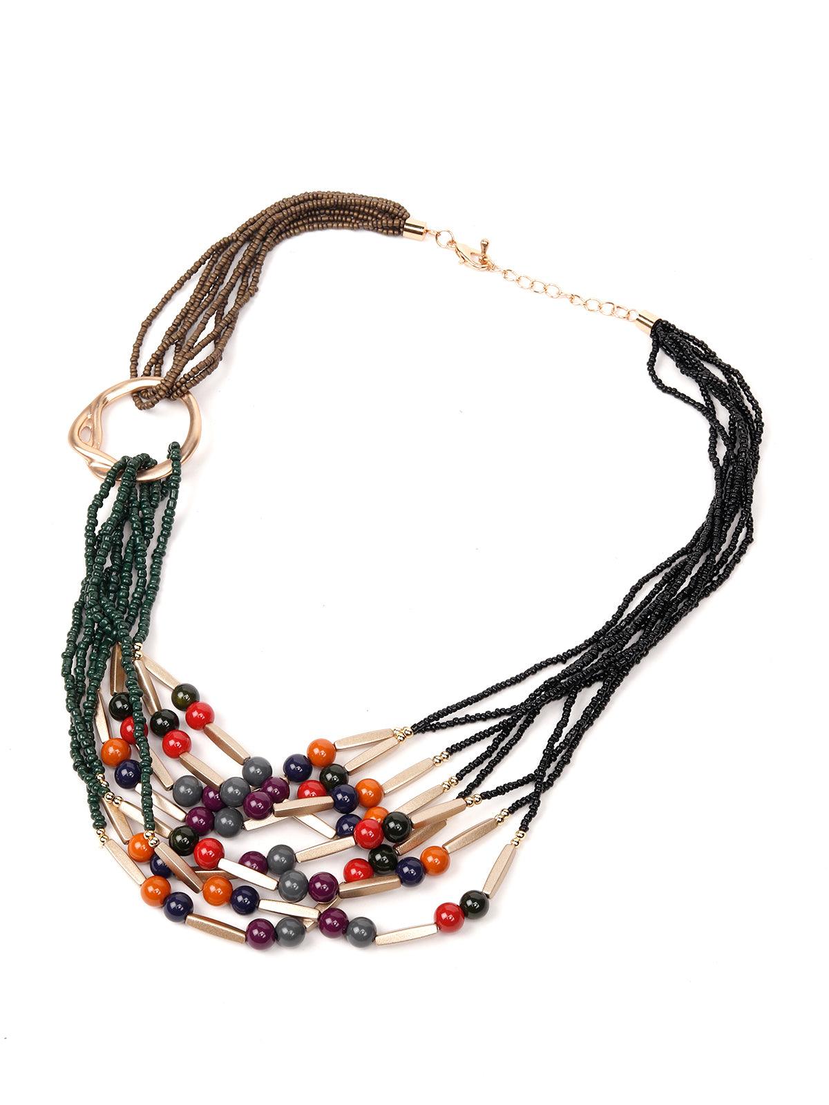 The Multi-Coloured Layered Statement Necklace For Women - Odette