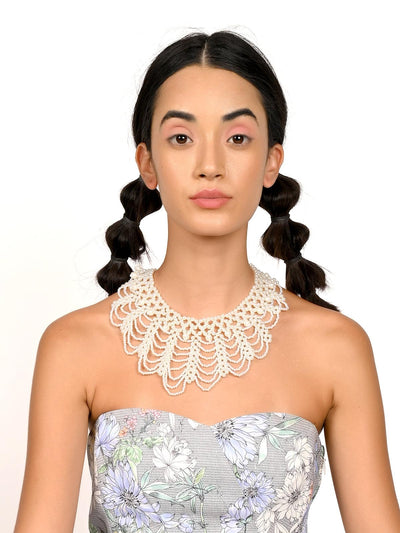 The pure white gorgeous statement necklace for women - Odette