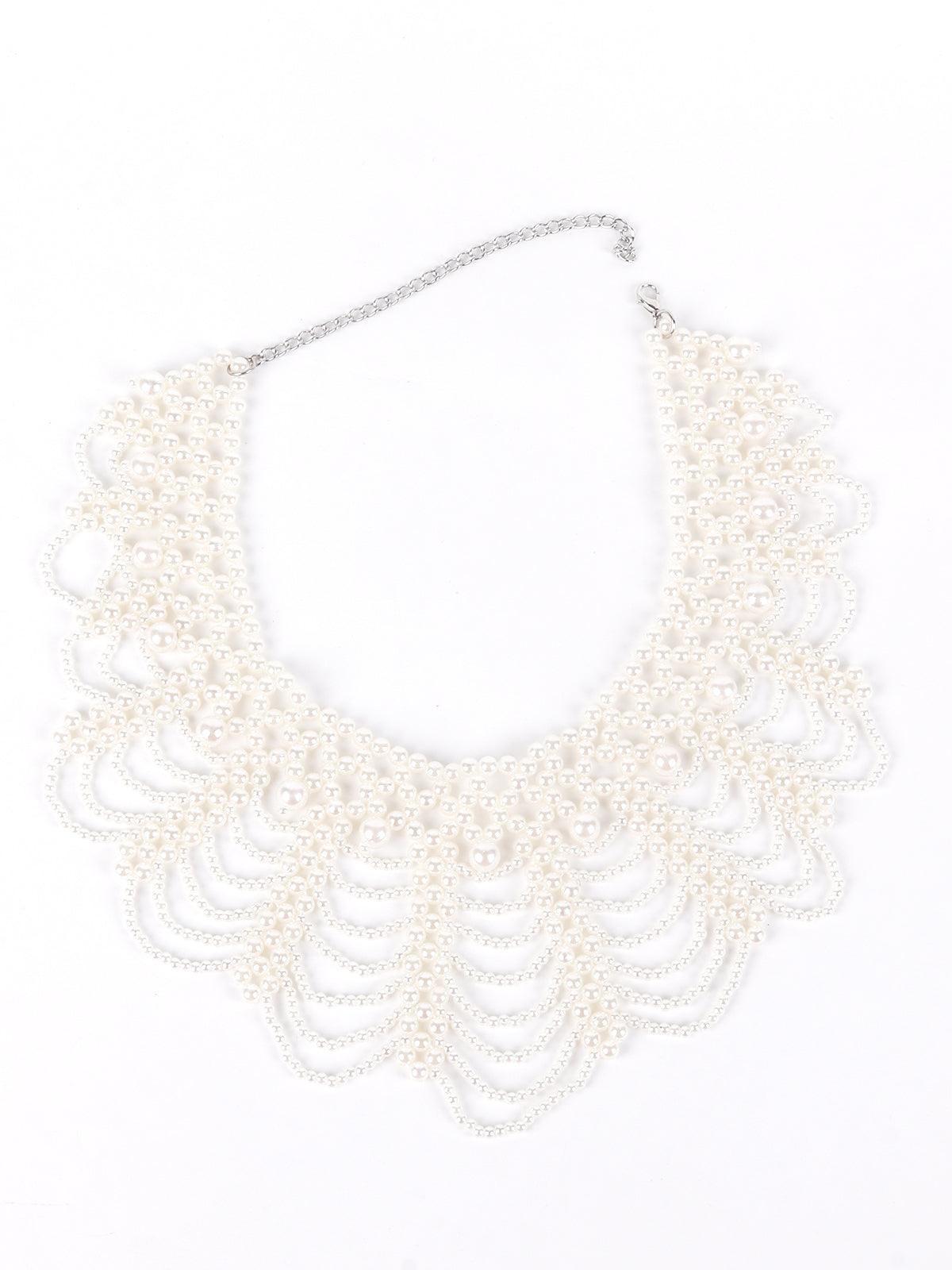 The pure white gorgeous statement necklace for women - Odette