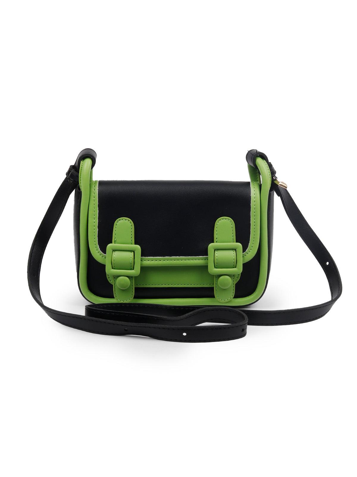 THE VERY SMART GREEN AND BLACK CLUTCH BAG - Odette